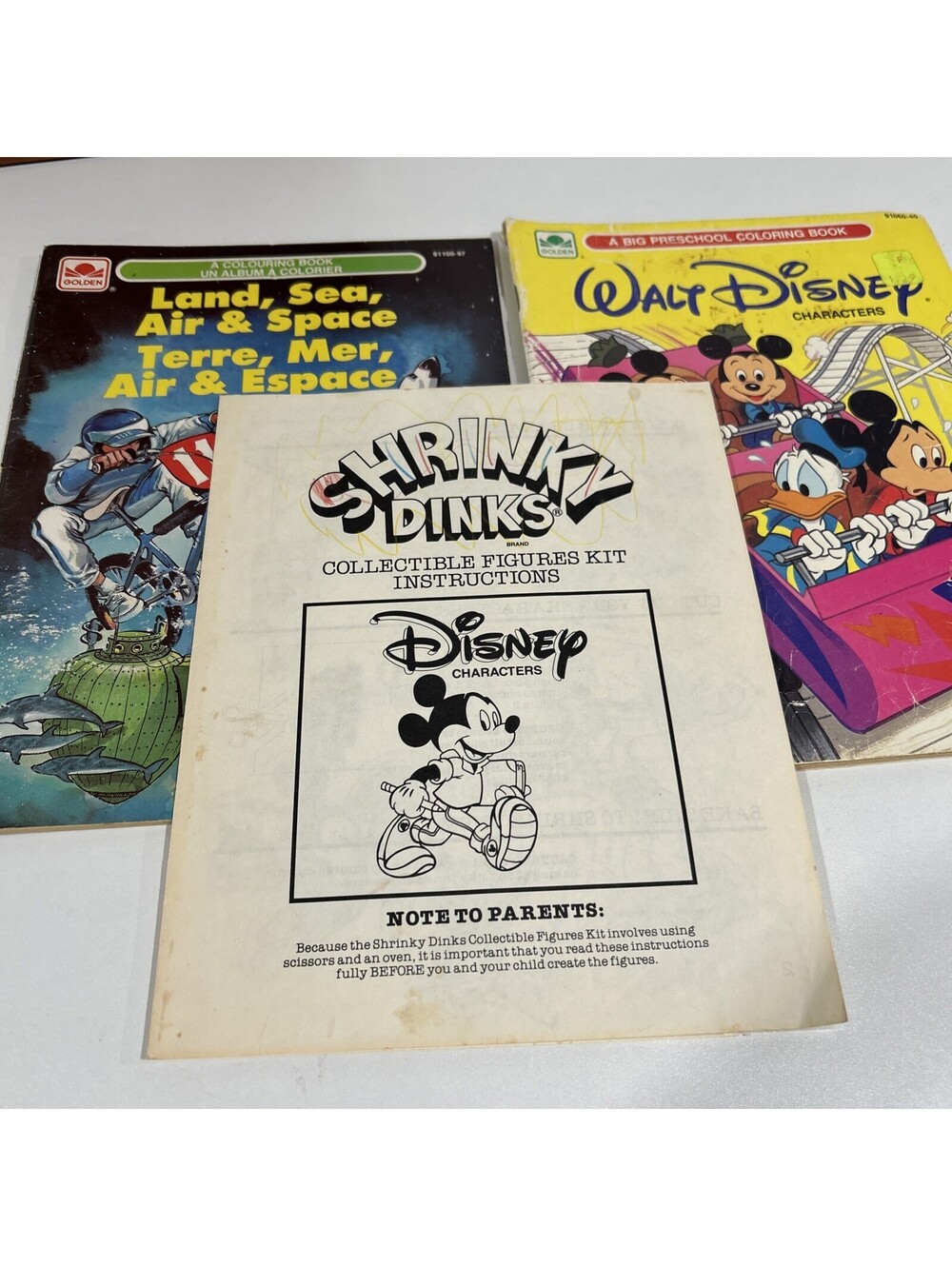 Mickey Mouse Shrinky Dinks Collector Set and Coloring Books Lot